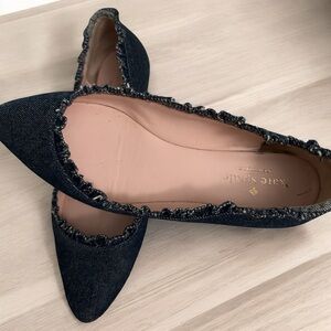 Kate Spade Ruffle Denim Pointed Toe Flats Size 7M